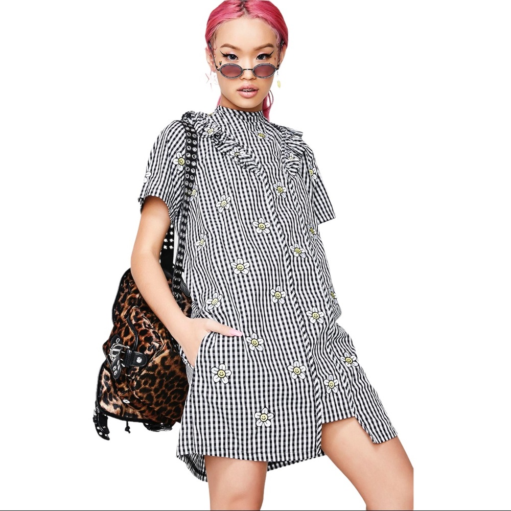 Lazy Oaf Mini Dress Gingham Daisy and Confused